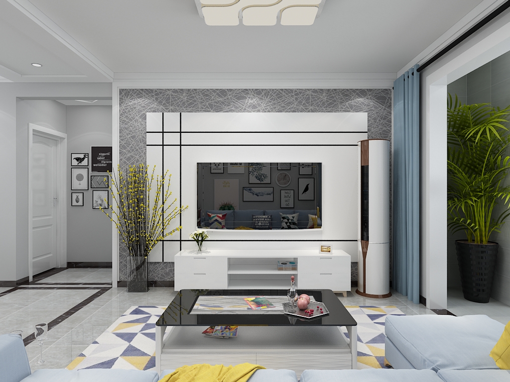 现代风格简约客厅电视墙装修效果图 – 设计本装修效果图