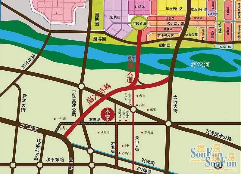 滹沱大道南接北二环城市快速路,北跨滹沱河新城大道,直通 正定新区