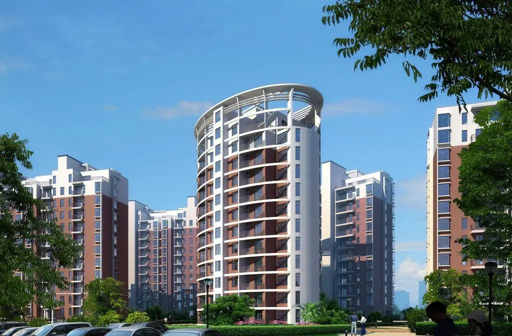 现代小区多层住宅效果图