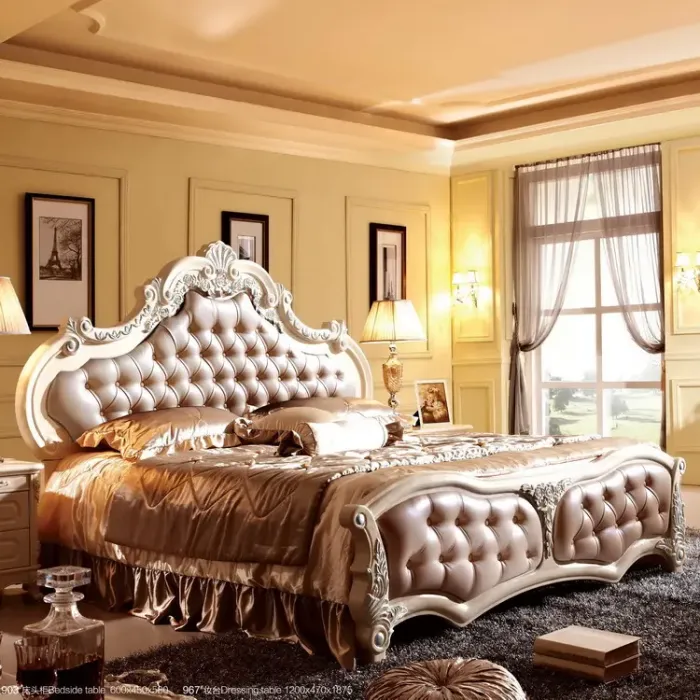 法拉丹顿家具 欧式床白色欧式简约双人床奢华 法式床白色简约大床