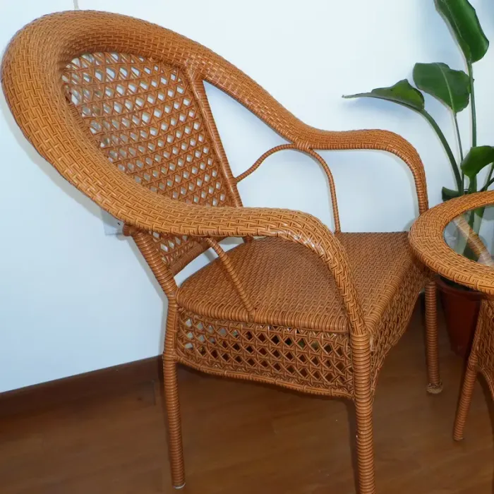 忆园竹藤 时尚环保 藤椅三件套 高档藤椅休闲椅老板椅 茶桌椅