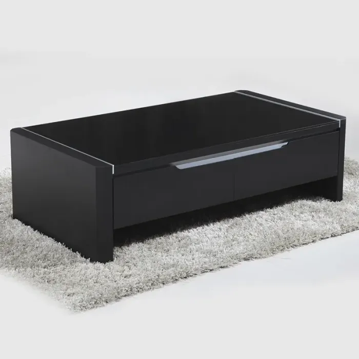 帝阁丽庭 男人顾家玻璃工艺茶几时尚简约家居黑色pt1192d长茶几