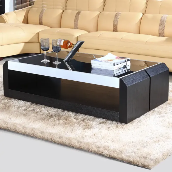 帝阁丽庭 男人顾家玻璃工艺茶几时尚简约2012家居黑色701d长茶几