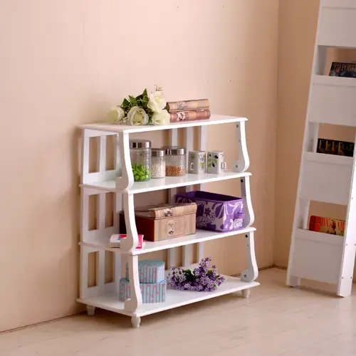 百松居多功能书架简易杂志架 创意层架白色储物架 宜家特价包邮