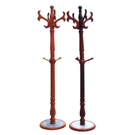 益琳全实木大理石底座枣红欧式衣帽架落地卧室简约时尚挂衣架创意