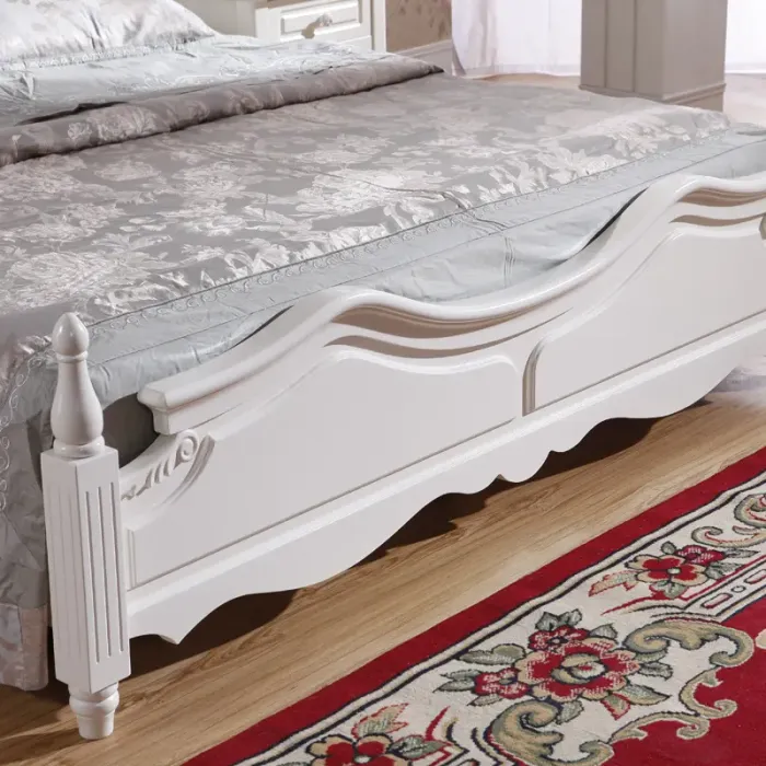 格琳斯 韩式田园床实木脚雕花象牙白色双人床公主床婚床1.8米特价