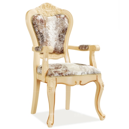 玫琳娜 宜家欧式餐椅法式实木椅子新古典白色休闲椅 现货特价包邮