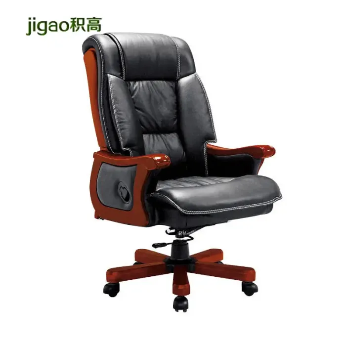 积高家具(包邮)实木真皮老板经理办公会客会议转椅大班椅yh910