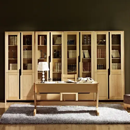 特价巨桑家私ms01枫木实木书柜书橱书柜实木玻璃门书架实木封闭式