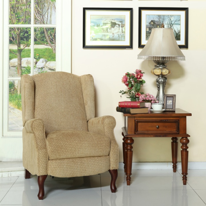 英堡来 美式田园单人功能布艺沙发 小户型多功能休闲沙发躺椅