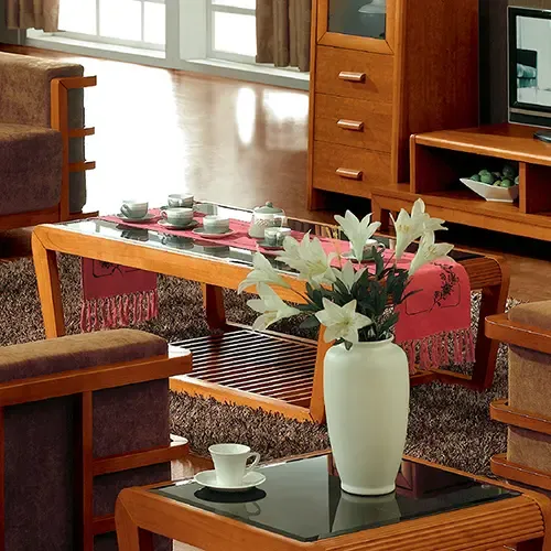 伯爵公馆 现代中式田园风格 简约实木长茶几 方茶几 小茶几特价