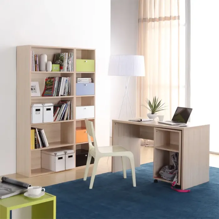 恩嘉依书桌书柜组合 写字台电脑桌书桌柜子木质学生书架现代简约
