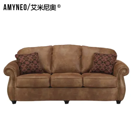 【新品】艾米尼奥家具 经典美式时尚现代棕色皮艺沙发组合yes-009