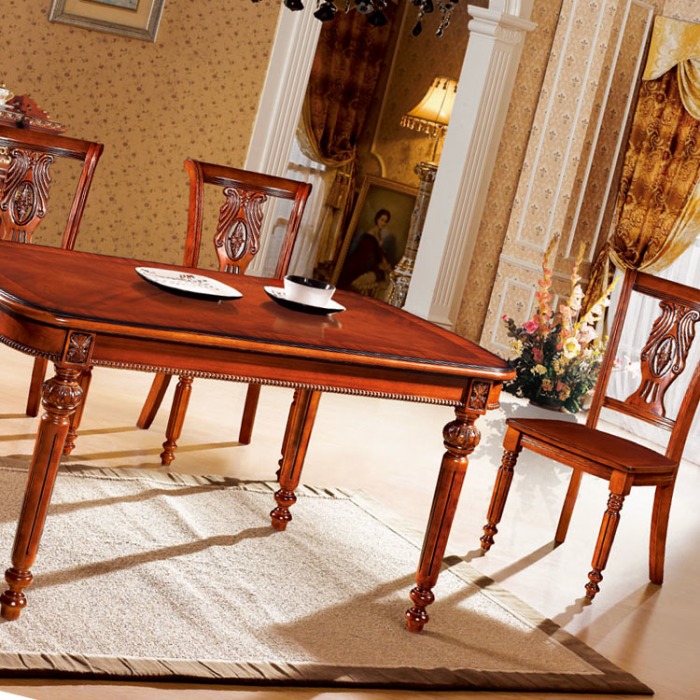 欧式实木餐桌 仿古橡木深色餐桌 长方形吃饭桌子15米