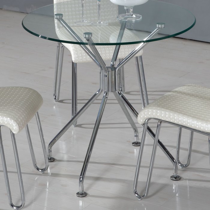景悦嘉新款透明钢化玻璃桌小户型圆桌客厅居圆台现代简约桌椅组合