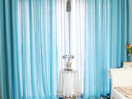 2019客厅蓝色窗帘图片 房天下装修效果图 
