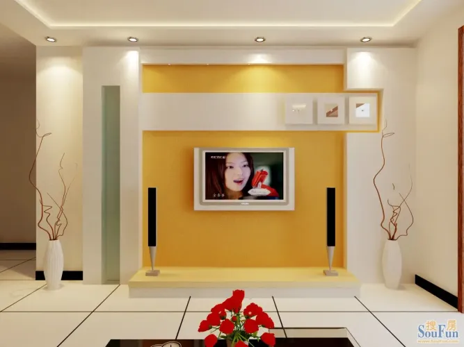 现代简约的装饰风格是客户所需求的,就客户要求,电视墙运用颜色,造型
