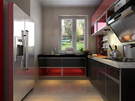 【北京欧派】欧派超晶板(uv烤漆)红与黑橱柜 定金200