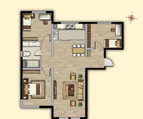 万科仕林苑-中式风格-三居室