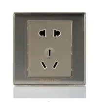 飞利浦q8系列香槟金属板 五孔五眼插座