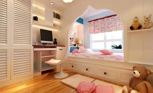 设计理念:儿童房做成榻榻米,整体的储物,学习功能都能得到满足,在