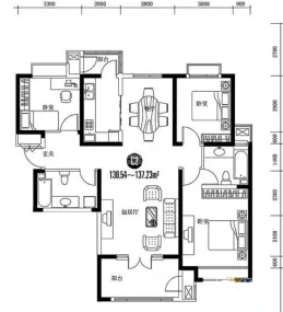 人才公寓三居室户型图装修案例,人才公寓三居室户型图设计案例,人才