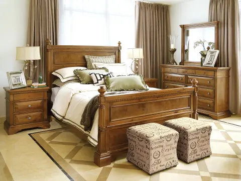 美式休闲 蜂蜜色大床【报价 价格 图片 参数】-家具卧室家具床-房天下