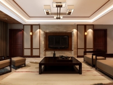 国仕山108㎡-简约中式风格-两居室装修案例
