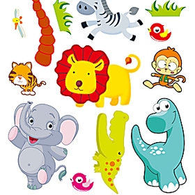 儿童房男女孩卧室幼儿园装饰布置贴画可移除卡通墙贴纸 可爱动物
