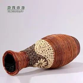 腾翼藤花瓶编藤花瓶工艺品花瓶摆件印尼藤编花瓶落地客厅摆设花瓶