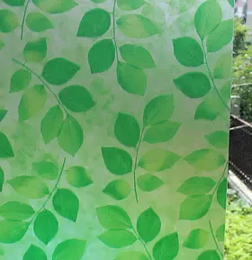 绿叶磨砂玻璃贴膜窗户玻璃贴纸浴室玻璃膜透光不透明窗贴防晒