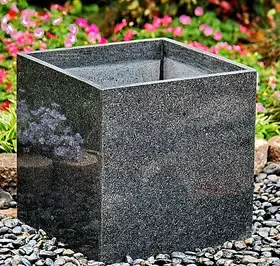 格兰尼特园林石质花盆高档抛光花岗岩花盆种植盆绿化盆栽