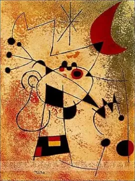 艺洋手绘油画欧式客厅画临摹米罗名画miro超现实主义抽象画46885