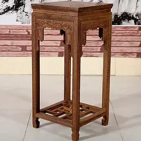 红木家具 客厅实木花架 鸡翅木仿古中式花几/方形/花盆架/花架子
