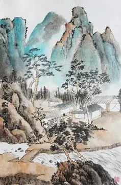 锦翰堂 中琳 国画山水《雨余春树图》竖幅山水画装饰画【订制】