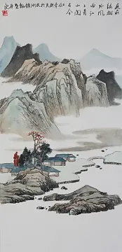 锦翰堂 耕夫 国画山水《庭前绿树吟风雨》竖幅风景图