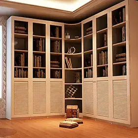 北京雅阁利尔整体书柜组合转角书柜百叶门新款书房家具玻璃门书架