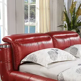 美乐虎正品品牌1.5 1.8米小户型现代红色婚庆真皮软床mrc8069