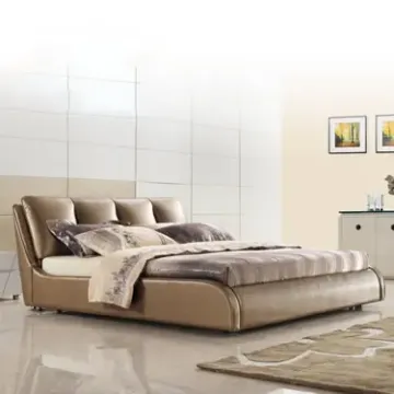 丽星 头层牛皮软床 双人床 真皮床 皮艺床1.8米