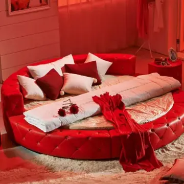 爱的诱惑 浪漫真皮圆床 2米温馨皮艺床 大户型婚床