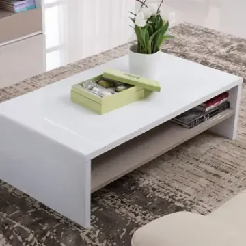 顾家家居 白色亮光漆茶几边几储物几 简约现代客厅家具