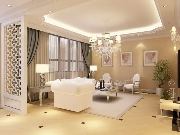 吊顶方面在玄关,走廊,主卧,次卧,休闲厅(餐厅改)采用回型顶样式,石膏