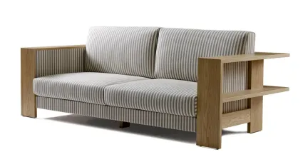 原生居品北美红橡木 黑胡桃木实木骨架布艺沙发双人沙发