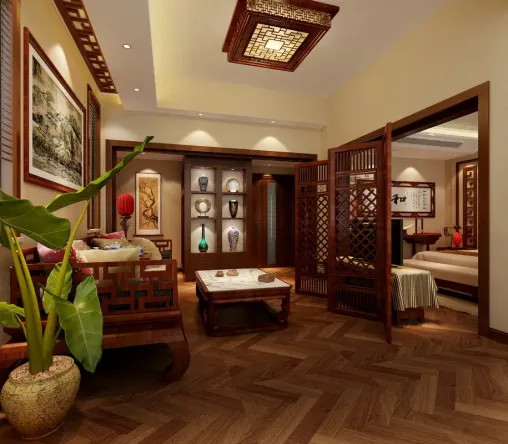 芜湖南郊中华园中式古典别墅装修效果图_264平米33万装修设计案例-芜