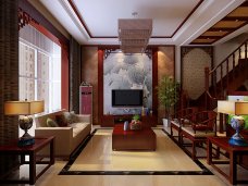 藏龙福地155平米三室两厅中式风格装修案例
