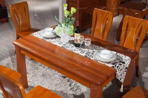 [木木原] 中式风格 进口番龙眼木餐桌 全实木简结餐台