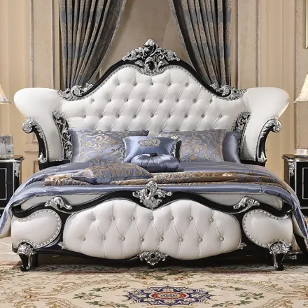 8米法式田园公主床主卧奢华实木高箱大床皮艺婚床