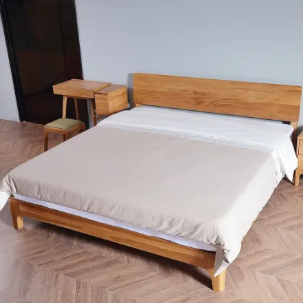 联乐北欧风实木床橡木双人床现代简约1.5米1.8m卧室家具白橡木床