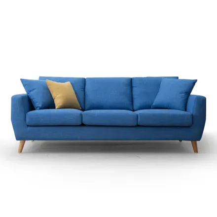 淘营家具 北欧小户型布艺沙发三人位 现代简约蓝色双人布沙发 s31