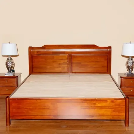 华鹤家具 实木双人床胡桃楸木双人床实木床1.8米大床高箱床